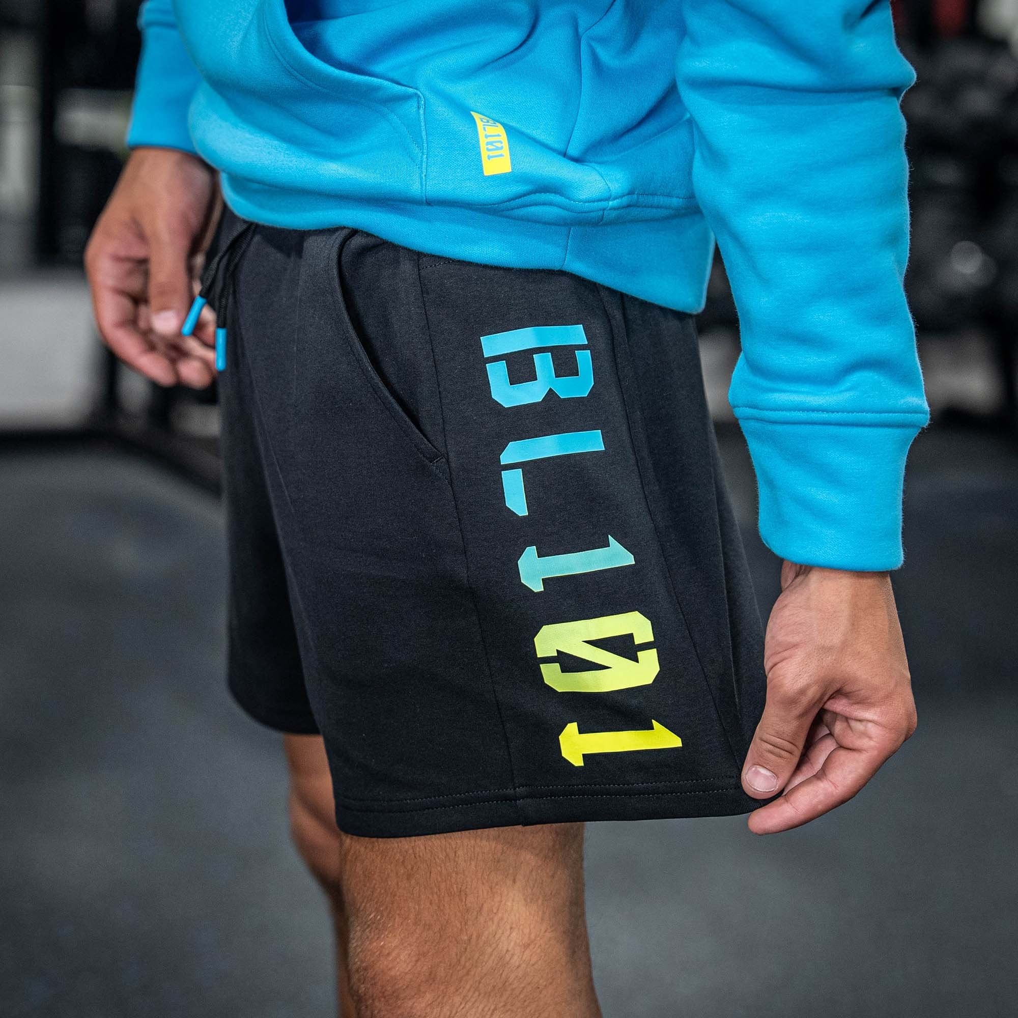 Diamond Relaxed Fit Sweatshorts - Black/Highlighter Men's Athletic Shorts