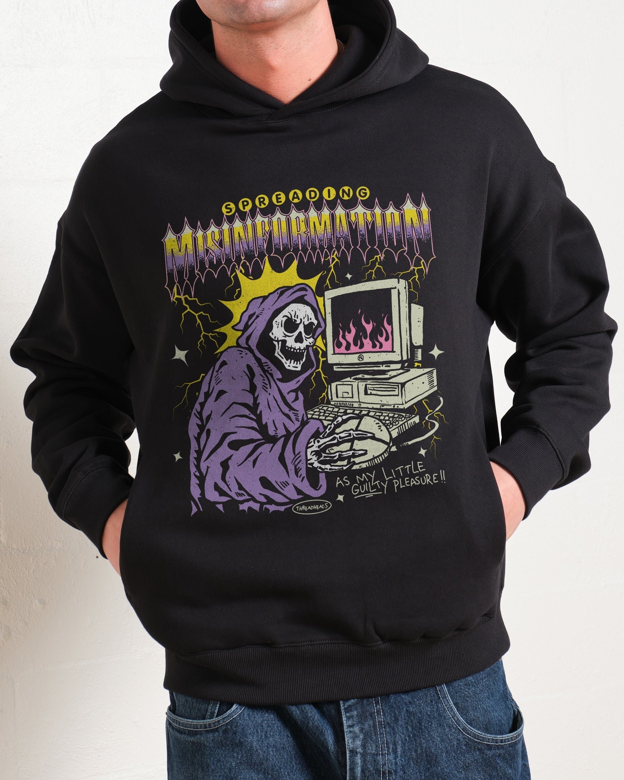 Spreading Misinformation Unisex Graphic Hoodie - 90s Boxy Fit, 340gsm Cotton-Poly