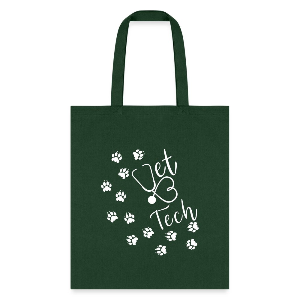 Vet Tech Paw Prints Stethoscope Tote Bag 100% Cotton Canvas 15.5x14.5 Inches