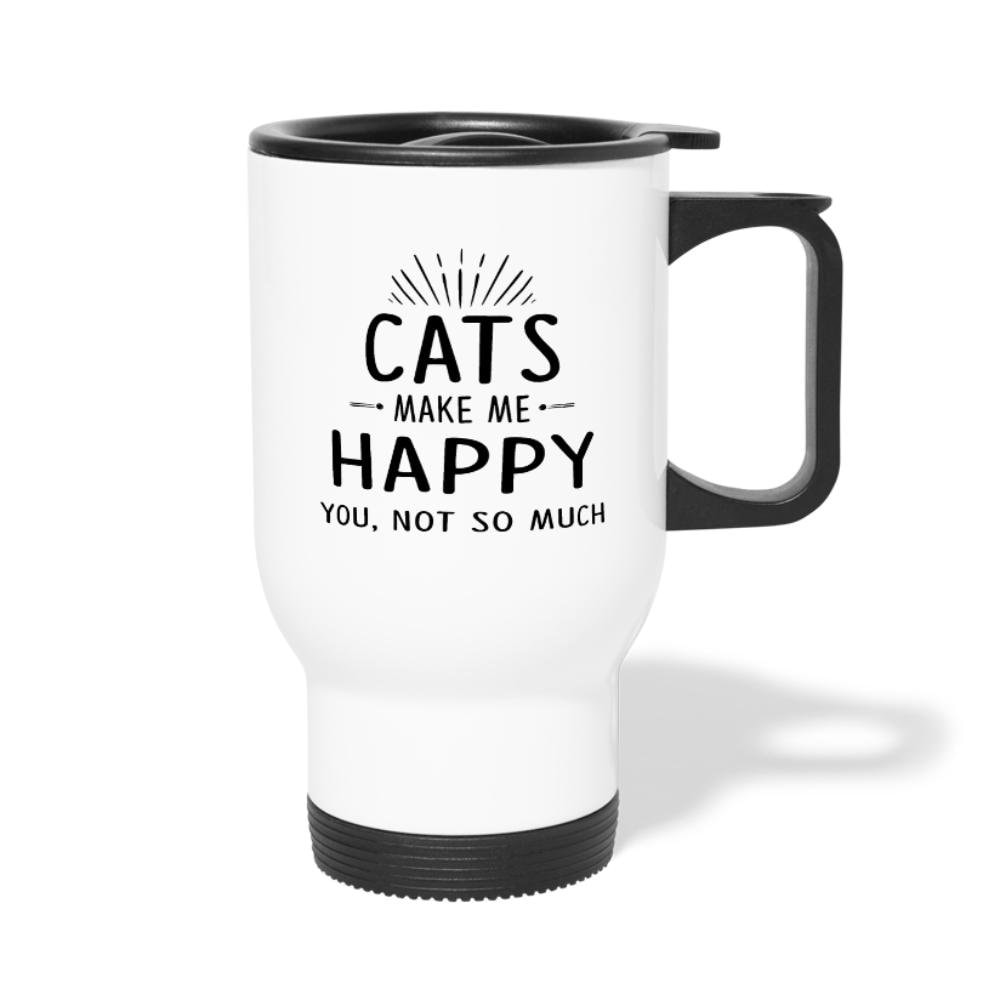 Cats Make Me Happy 14 oz Stainless Steel Travel Mug for Vet Techs and Pet Owners