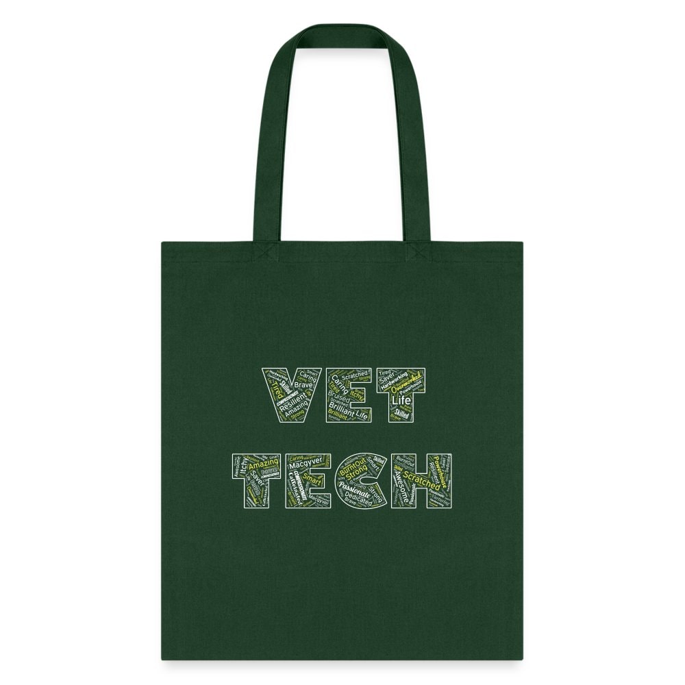 Vet Tech Typography Tote Bag - Graphic Print Canvas Shoulder Bag