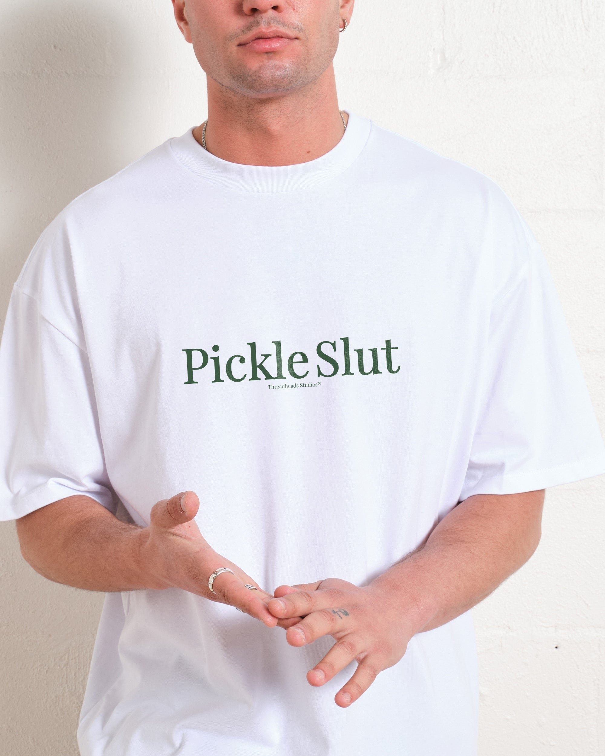 Pickle Slut Oversized Graphic Tee - Threadheads 90s Boxy Fit 100% Combed Cotton Unisex