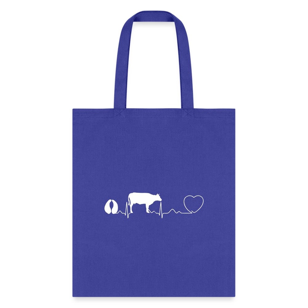 Cow Pulse Cotton Tote Bag - Q-Tees Large Animal Vet Design 100% Cotton Canvas 15.5x14.5in