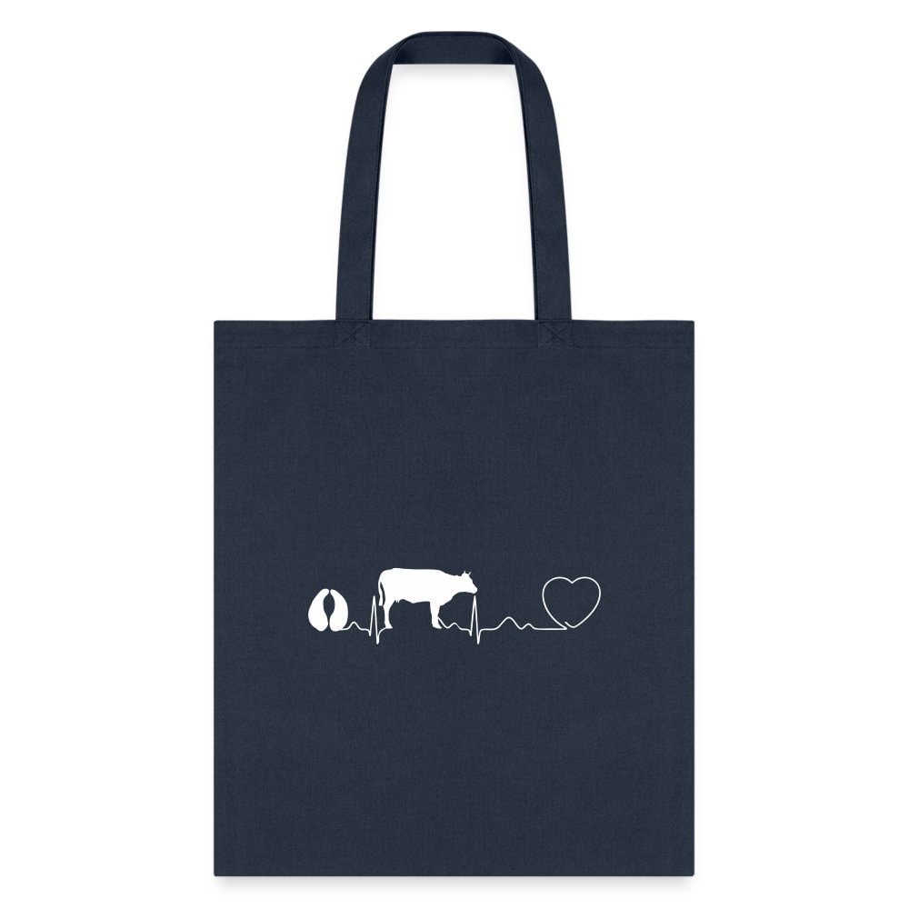 Cow Pulse Cotton Tote Bag - Q-Tees Large Animal Vet Design 100% Cotton Canvas 15.5x14.5in