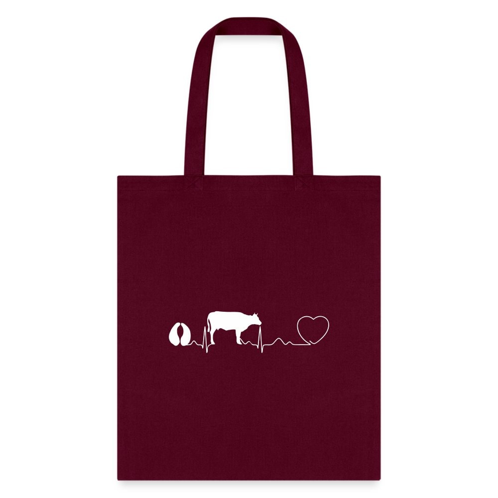 Cow Pulse Cotton Tote Bag - Q-Tees Large Animal Vet Design 100% Cotton Canvas 15.5x14.5in