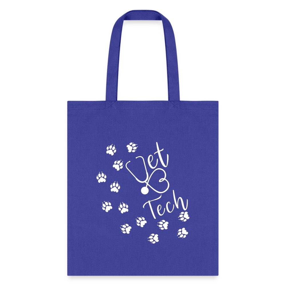 Vet Tech Paw Prints Stethoscope Tote Bag 100% Cotton Canvas 15.5x14.5 Inches