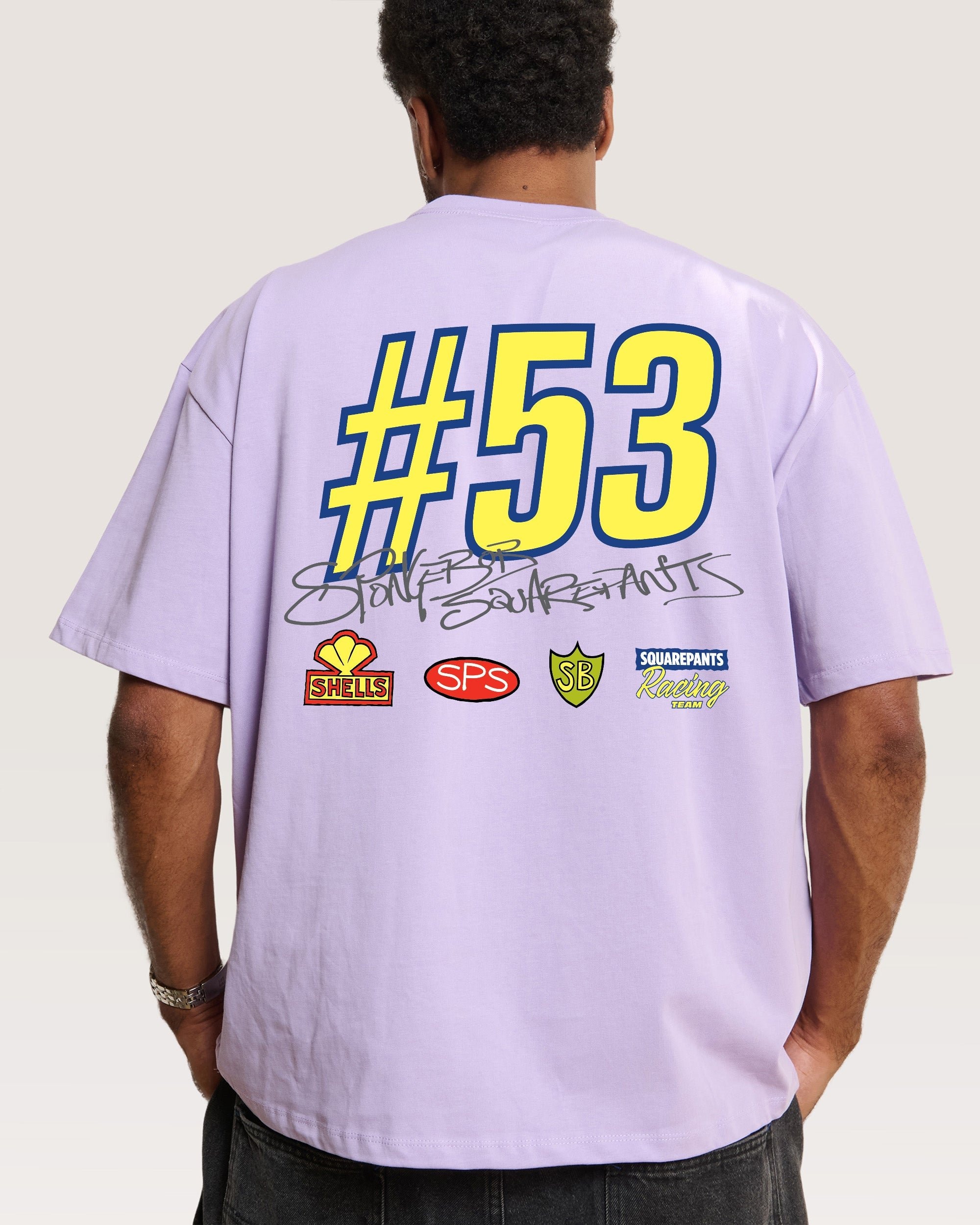 SpongeBob Racing Oversized T-Shirt Unisex 90s Boxy Fit 100% Combed Cotton