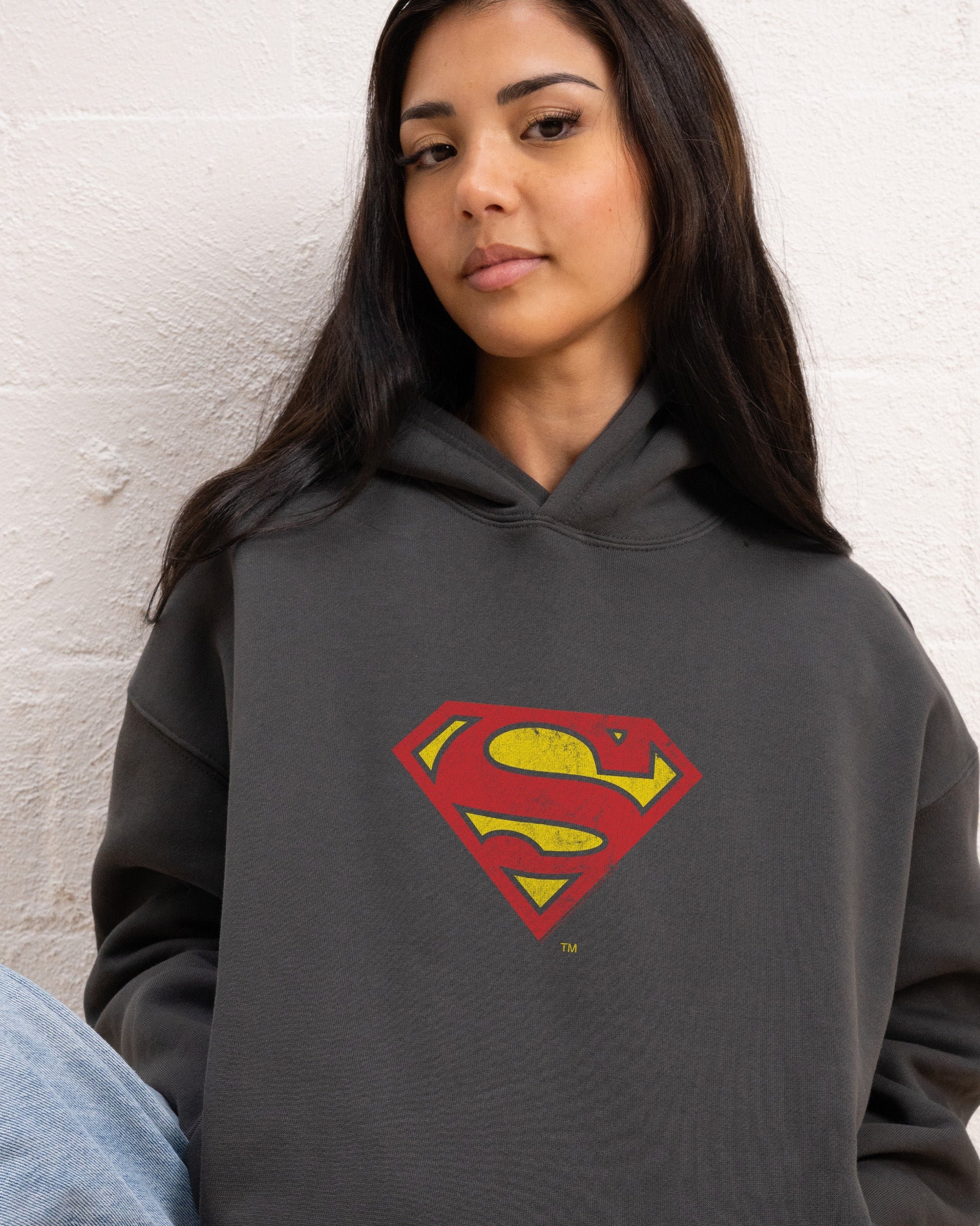 Superman Classic Logo Unisex Hoodie - 90s Boxy Fit, 340gsm Cotton-Poly