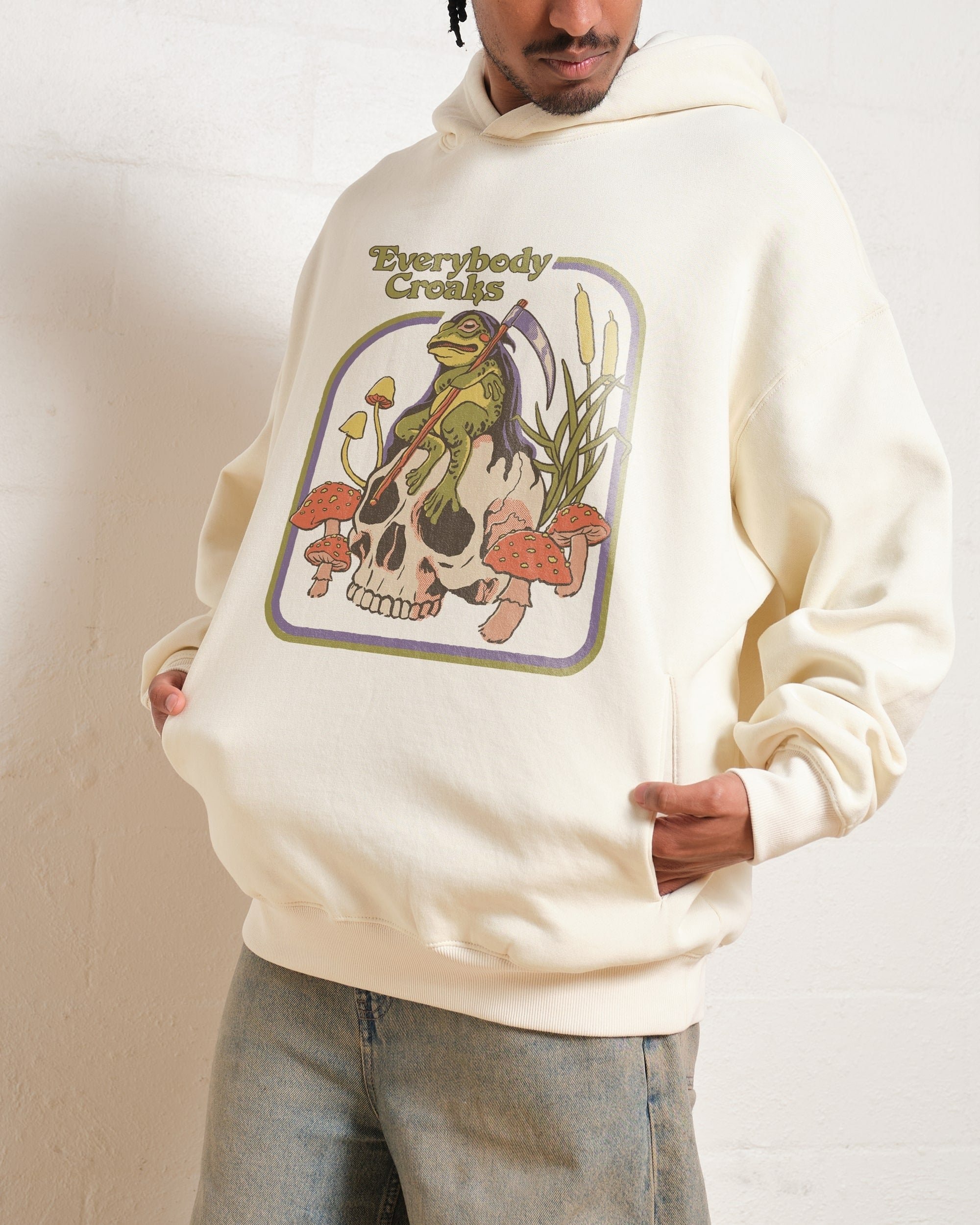 Everybody Croaks Graphic Hoodie Unisex 90s Boxy Fit 340gsm Cotton-Poly