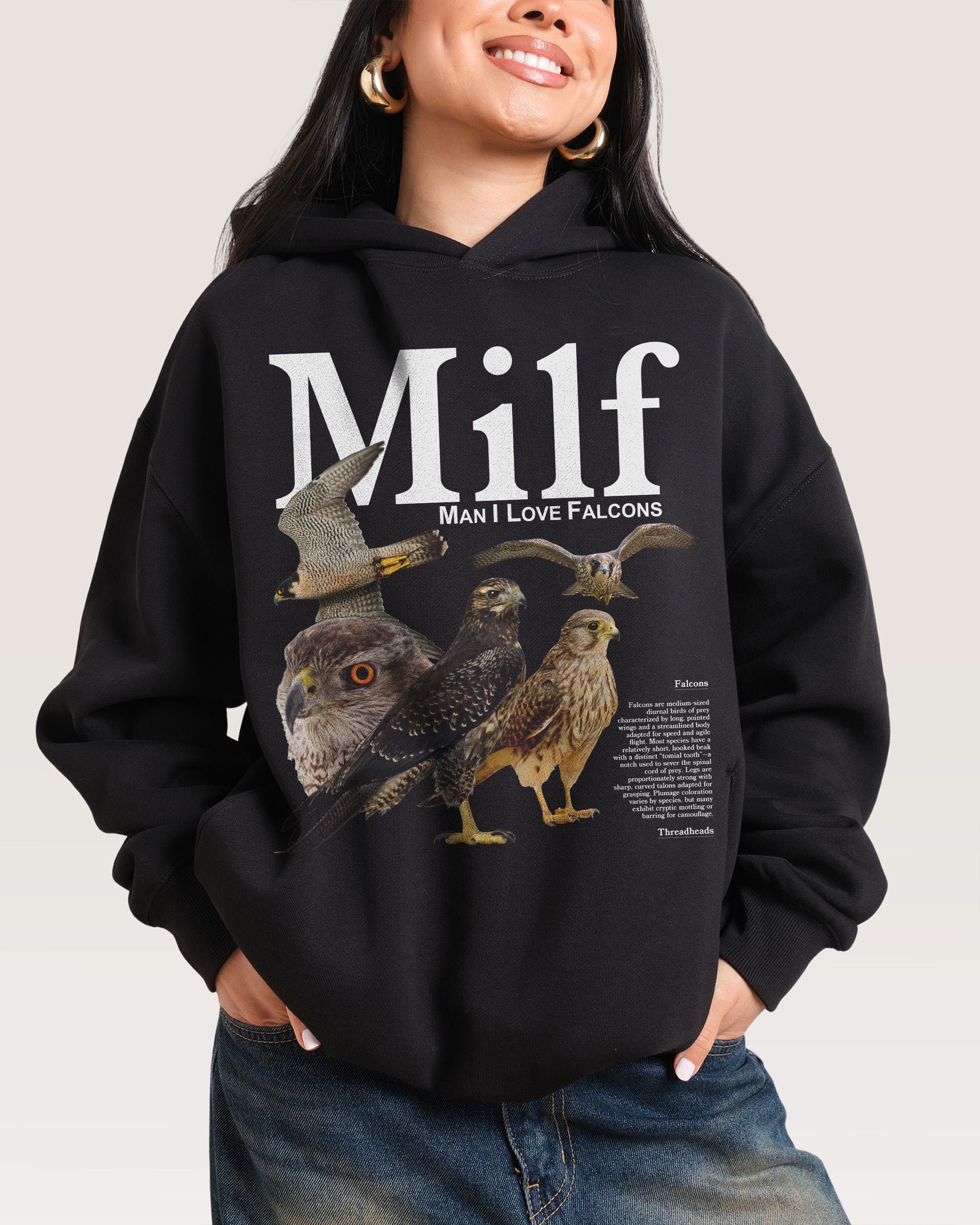 Man I Love Falcons Unisex Graphic Hoodie - 90s Boxy Fit, 340gsm Cotton-Poly