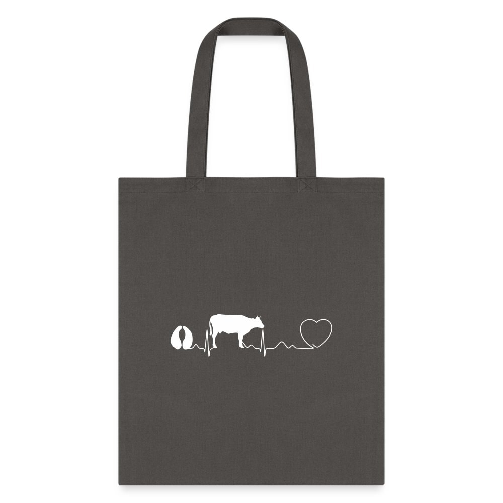 Cow Pulse Cotton Tote Bag - Q-Tees Large Animal Vet Design 100% Cotton Canvas 15.5x14.5in