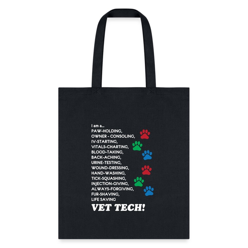 Vet Tech Tote Bag - I Am A Vet Tech Canvas Shoulder Bag for Veterinary Technicians & Students