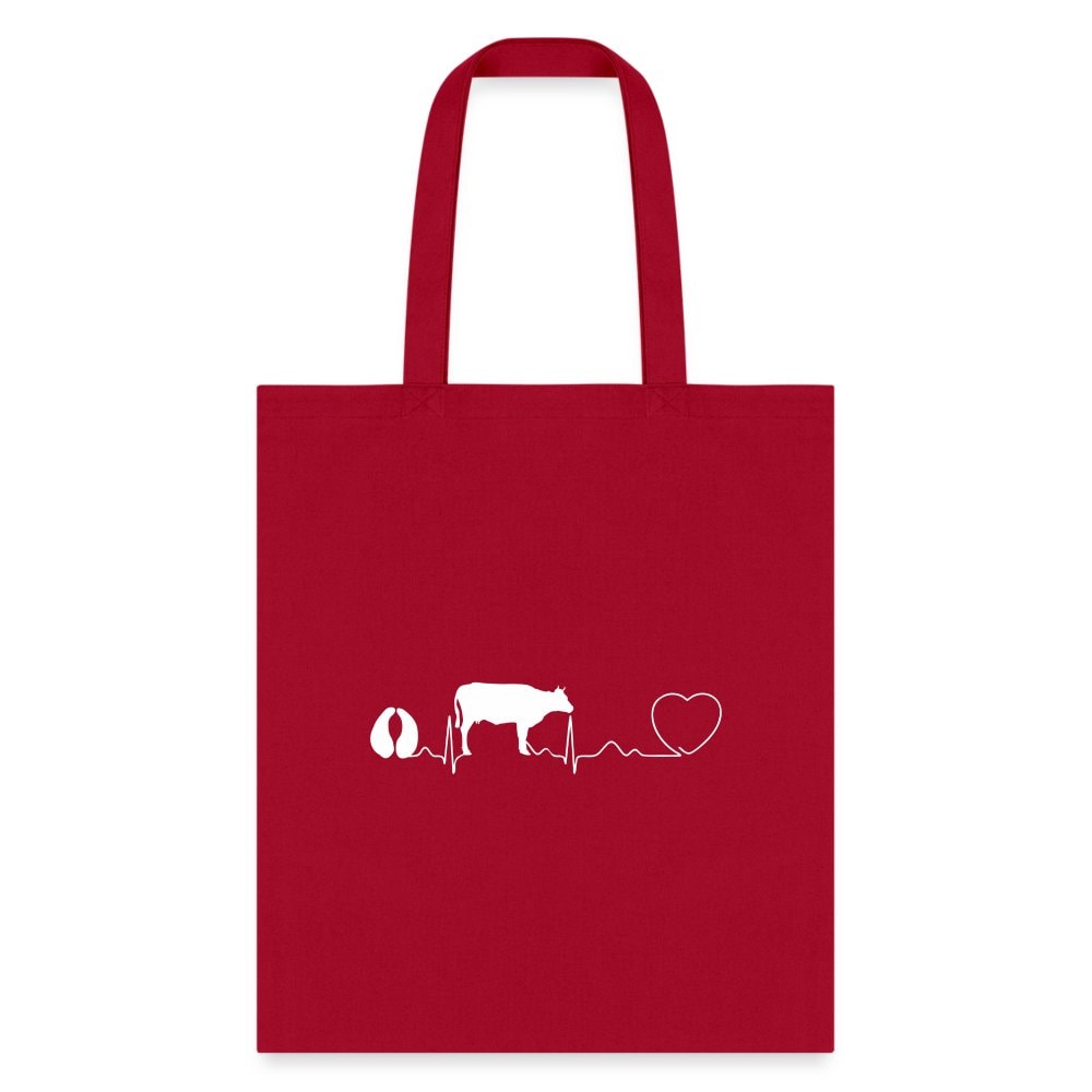 Cow Pulse Cotton Tote Bag - Q-Tees Large Animal Vet Design 100% Cotton Canvas 15.5x14.5in