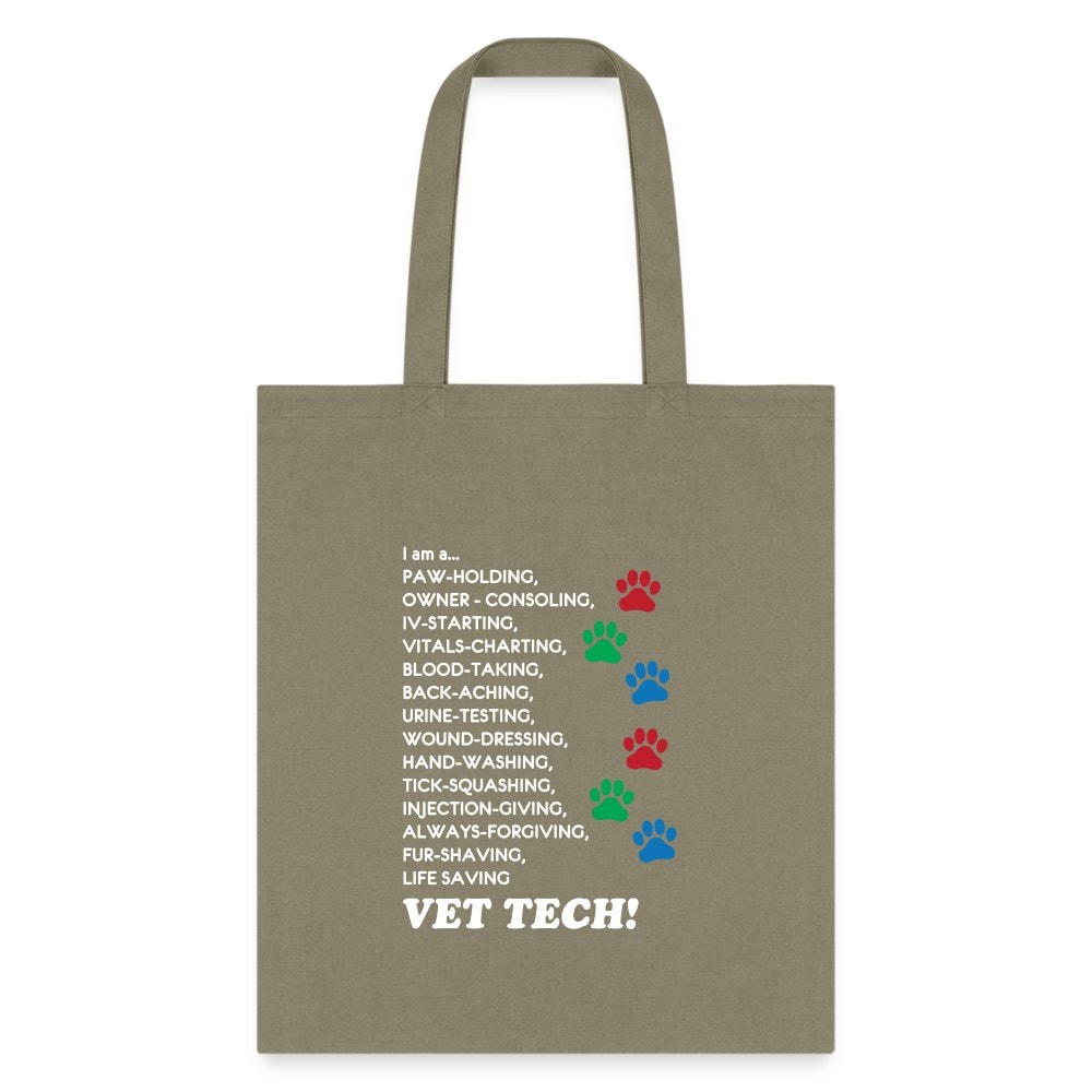 Vet Tech Tote Bag - I Am A Vet Tech Canvas Shoulder Bag for Veterinary Technicians & Students