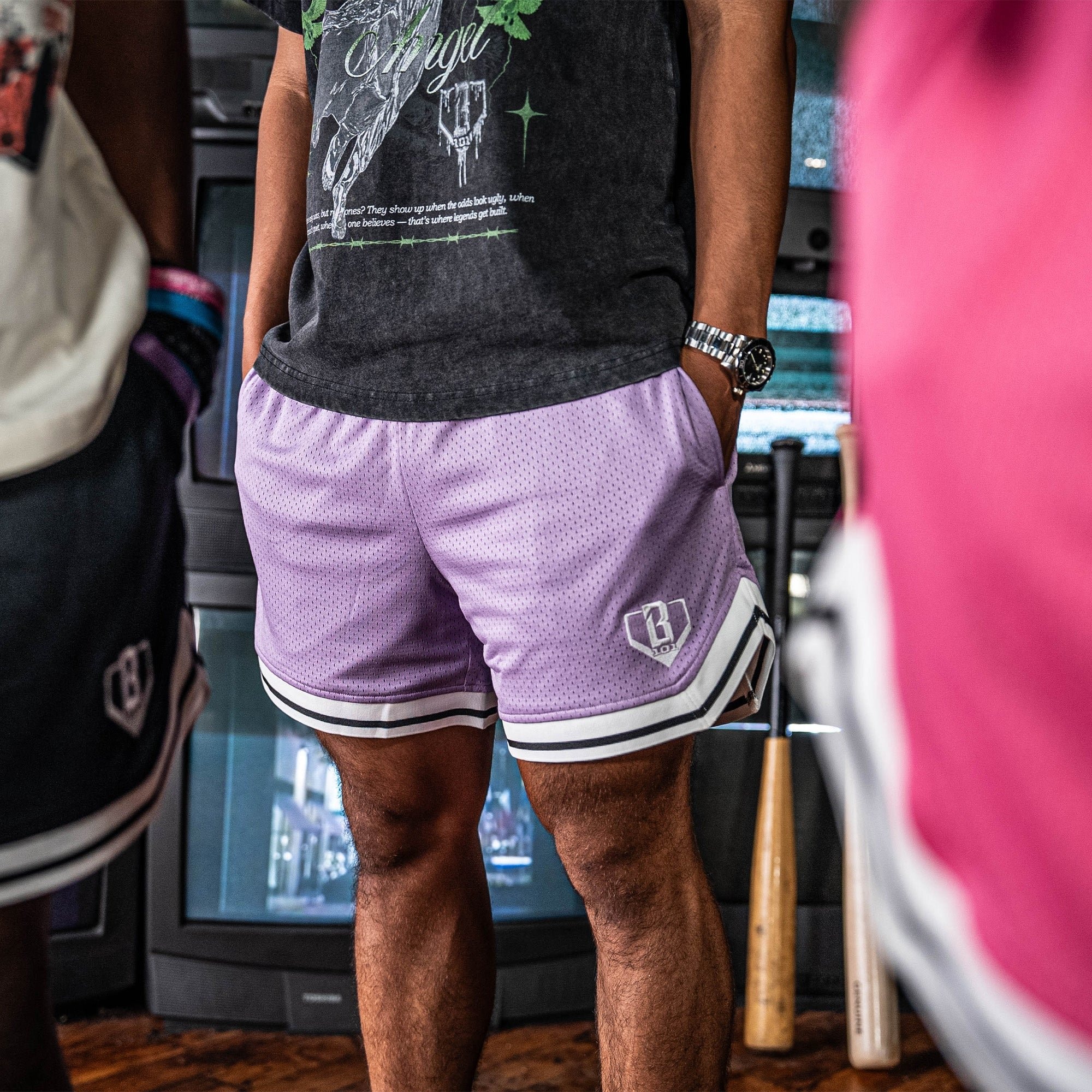 Court Shorts - Lavender Mesh Gym Streetball Shorts
