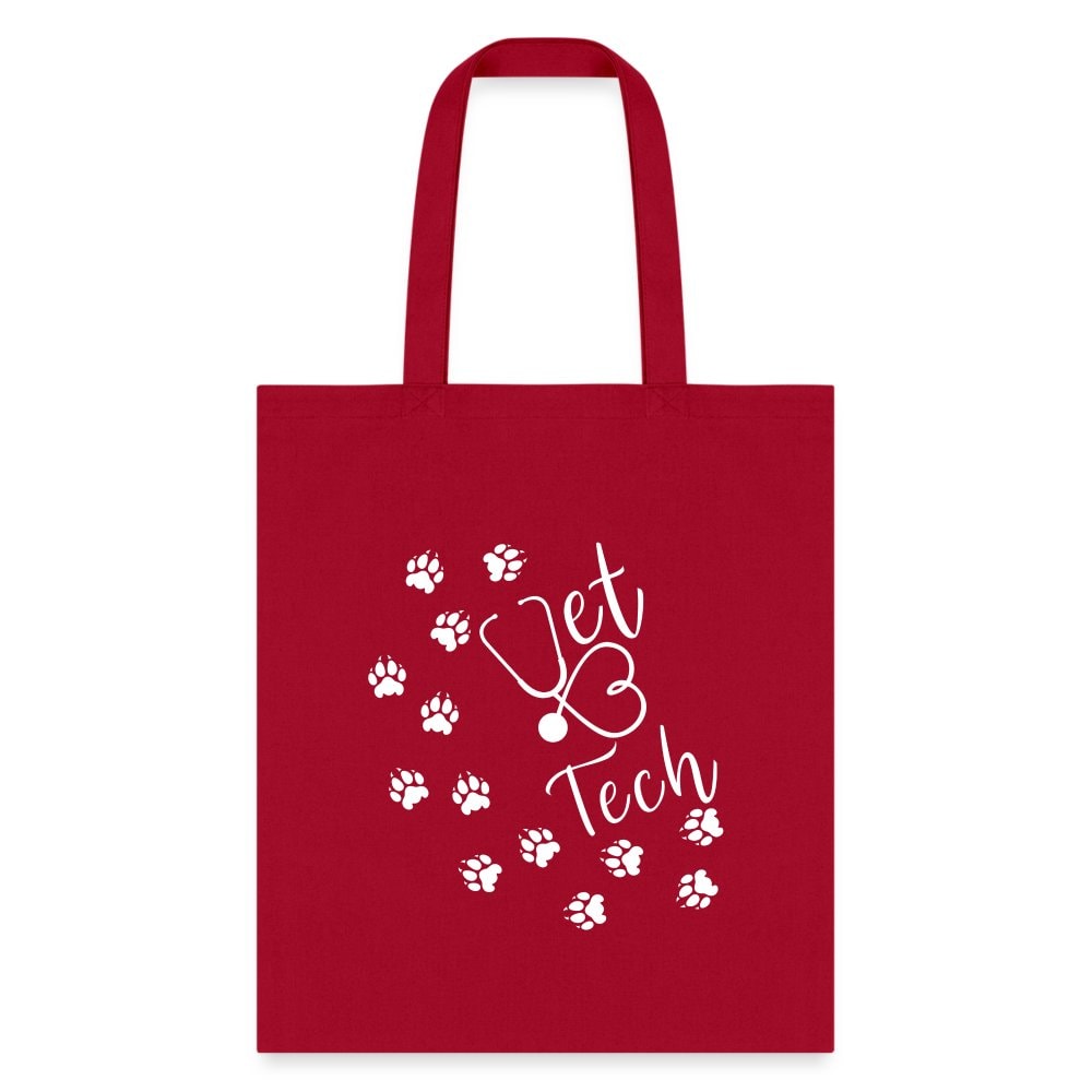 Vet Tech Paw Prints Stethoscope Tote Bag 100% Cotton Canvas 15.5x14.5 Inches