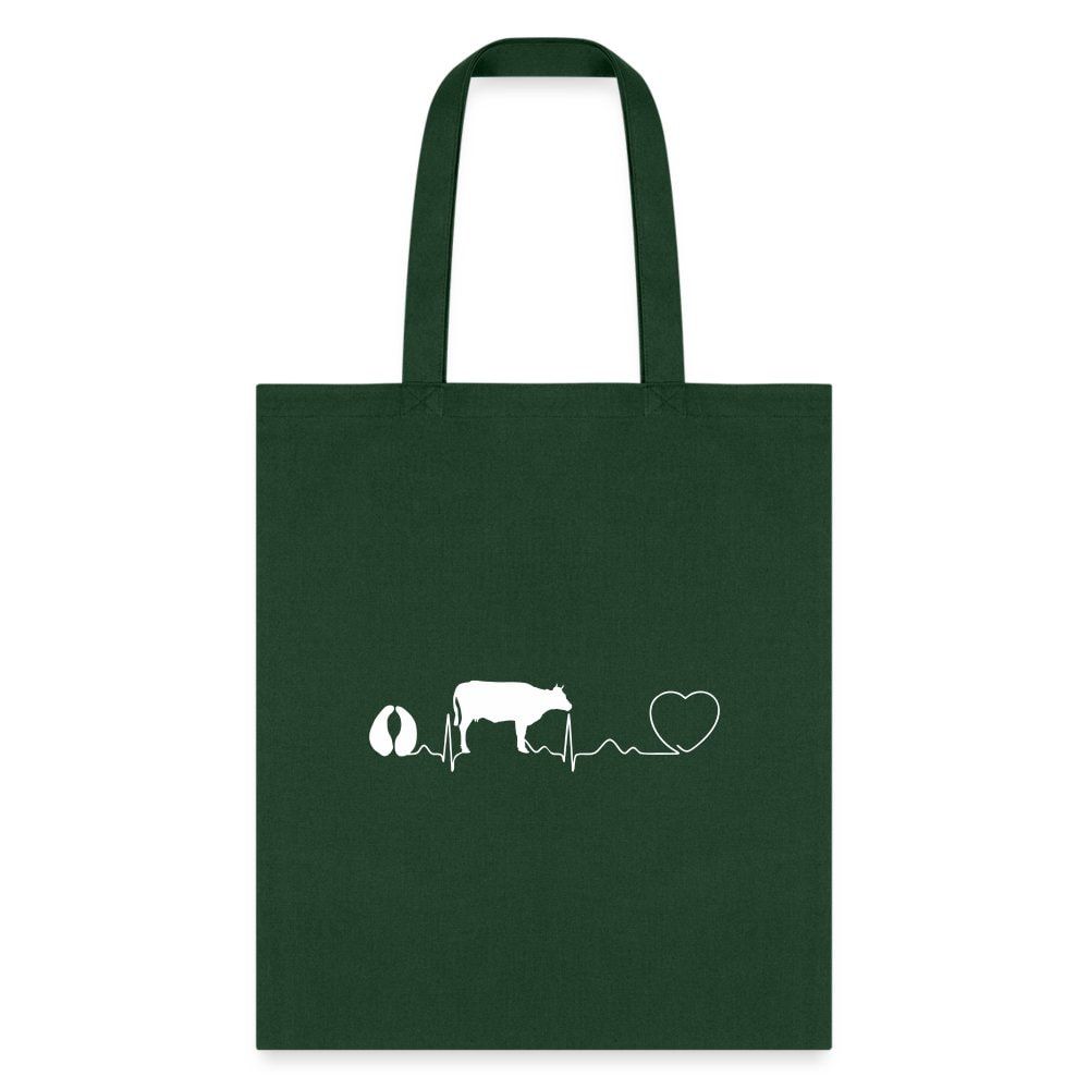Cow Pulse Cotton Tote Bag - Q-Tees Large Animal Vet Design 100% Cotton Canvas 15.5x14.5in