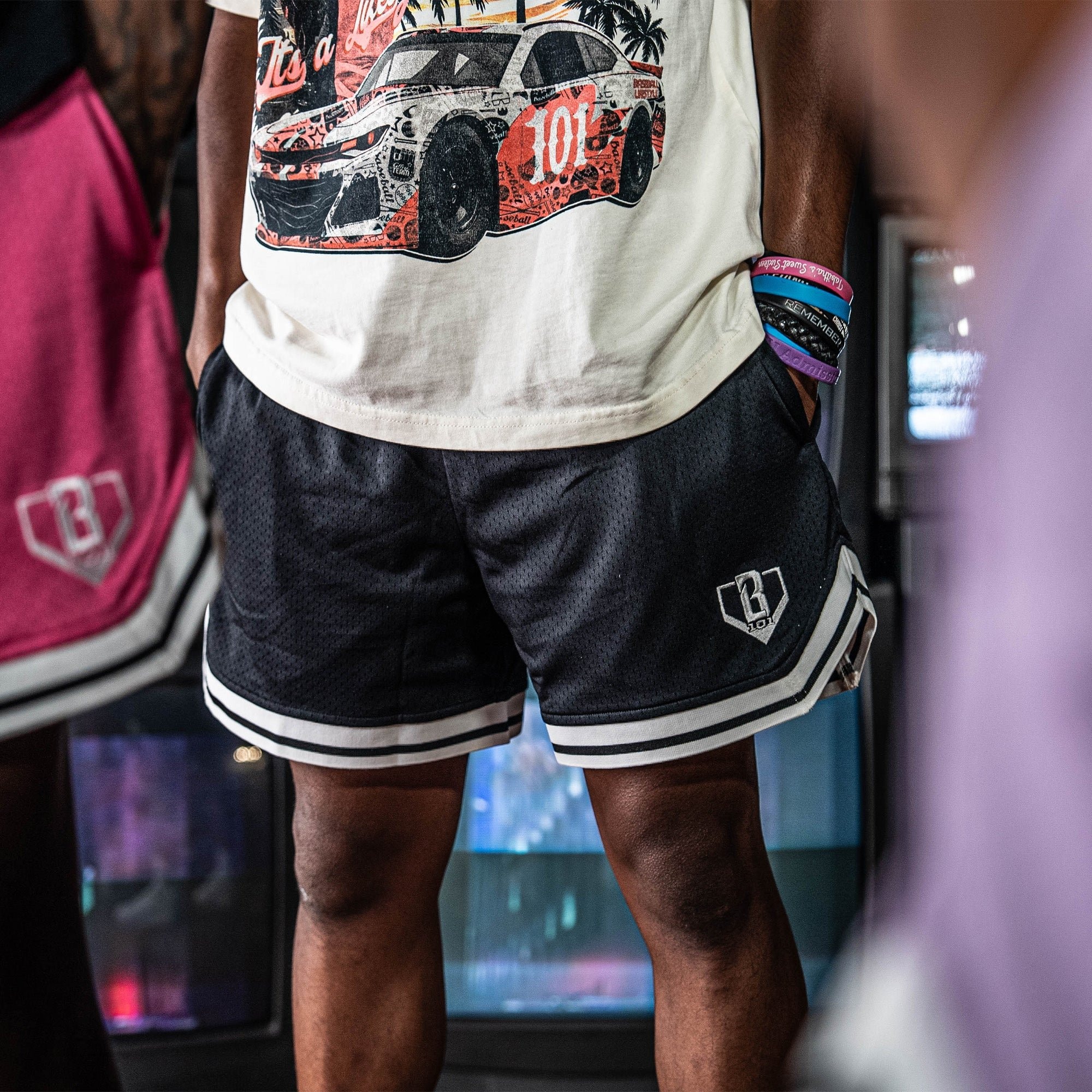 Court Shorts - Black Mesh Gym Streetball Shorts