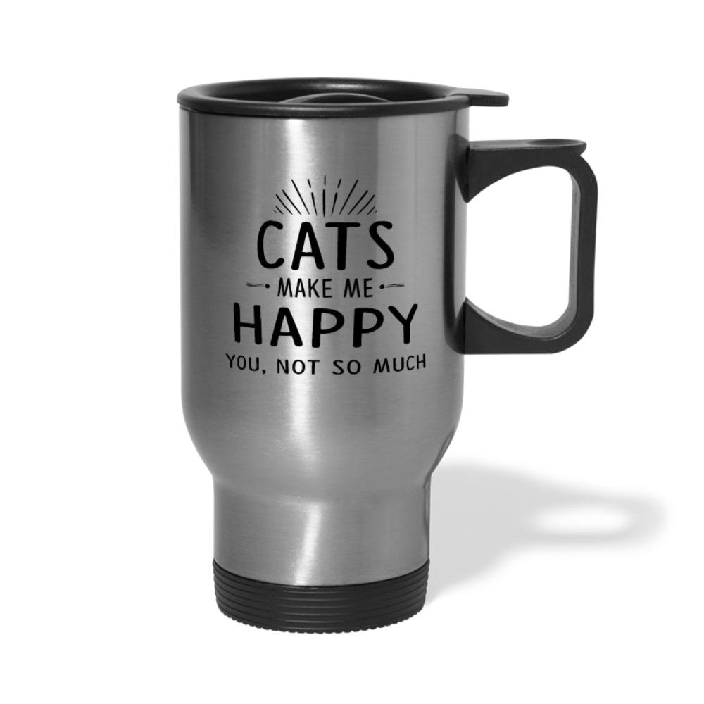 Cats Make Me Happy 14 oz Stainless Steel Travel Mug for Vet Techs and Pet Owners