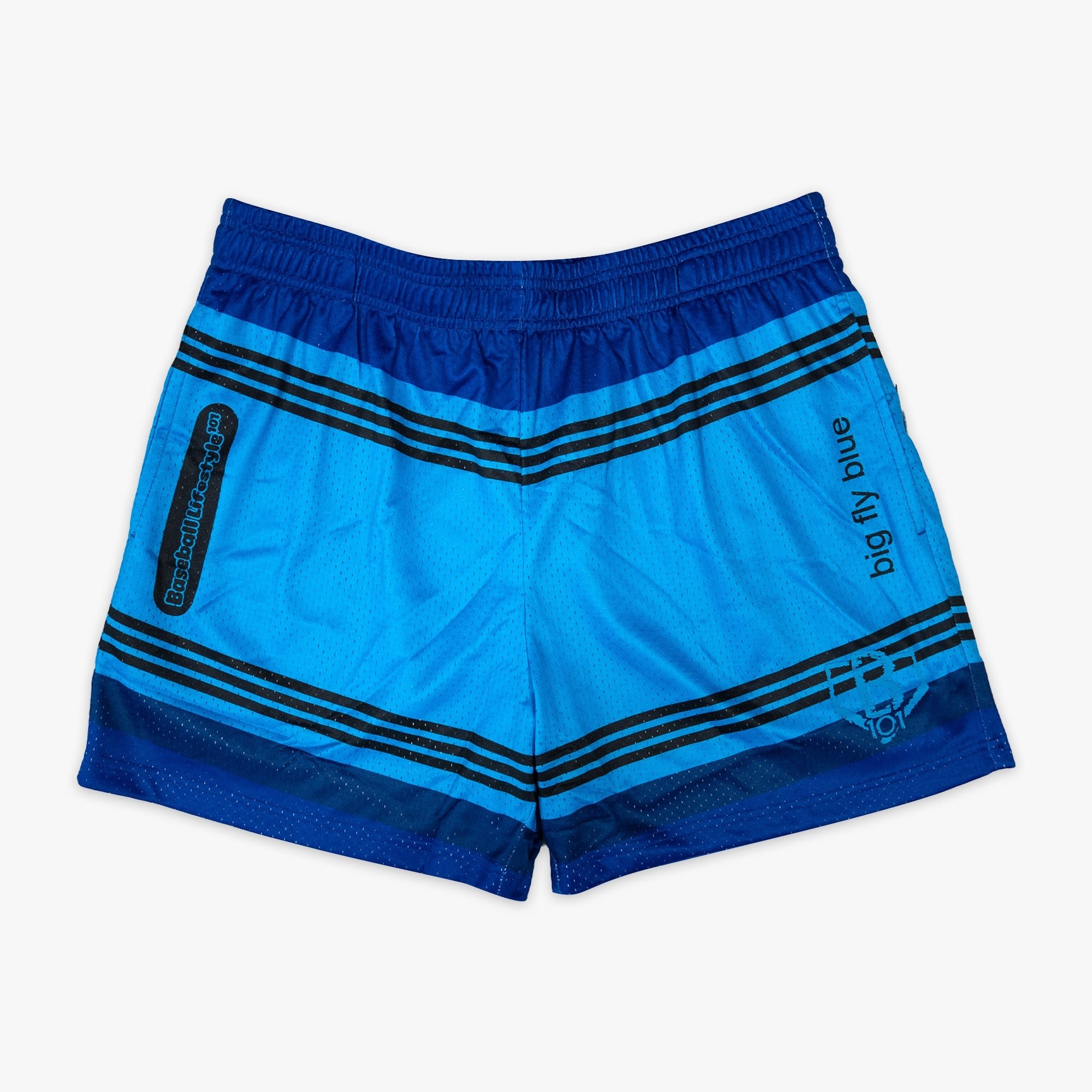 Crayon Shorts Big Fly Blue Mesh Athletic Shorts with Pockets for Kids