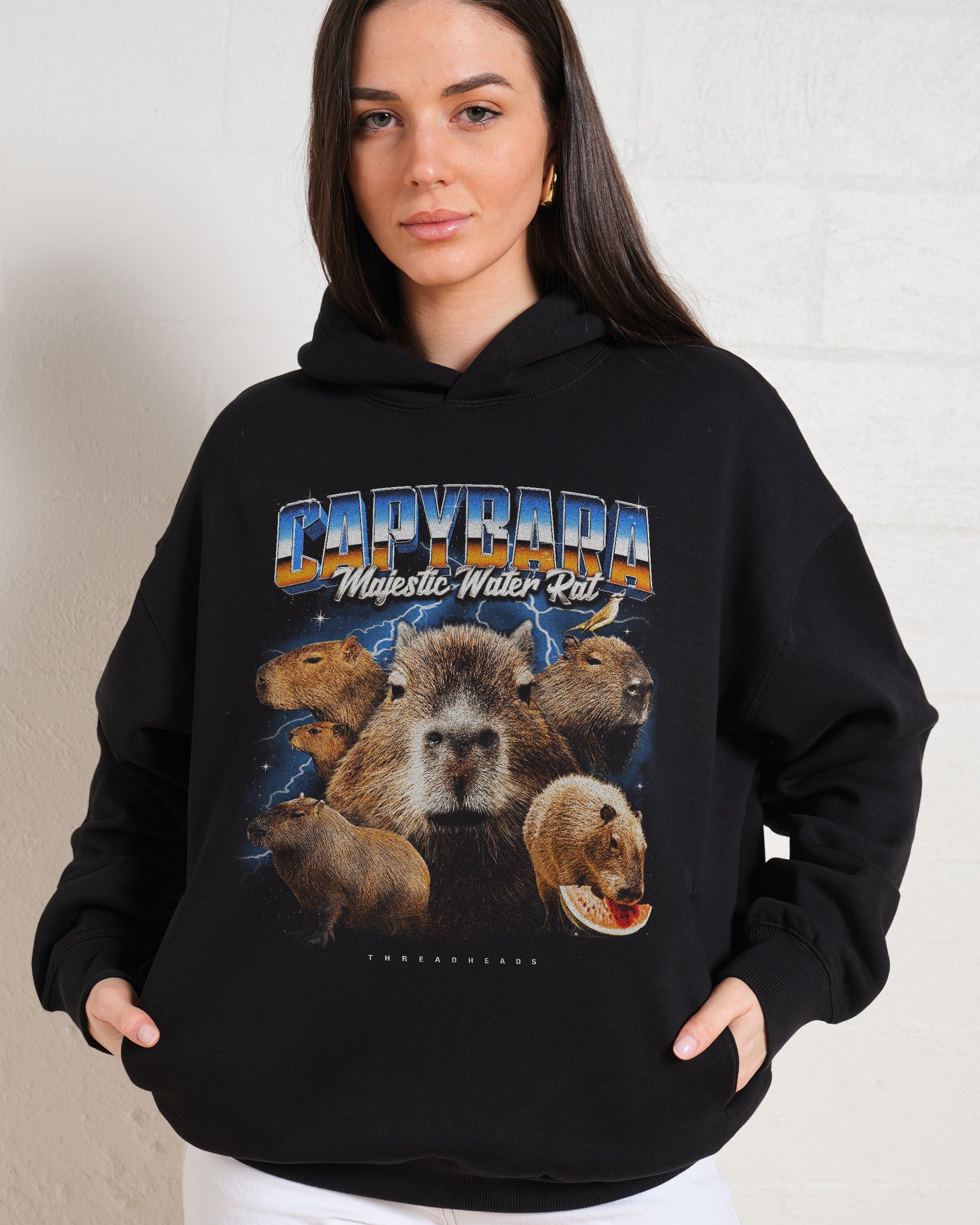 Capybara Water Rat Unisex Hoodie - 90s Boxy Fit, 340gsm Cotton-Poly
