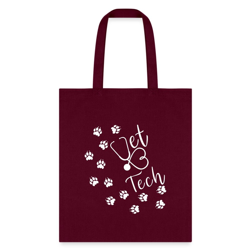 Vet Tech Paw Prints Stethoscope Tote Bag 100% Cotton Canvas 15.5x14.5 Inches